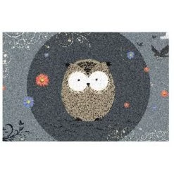 IDMAT - Tapis Dallas Chouette Fond Gris 40x60cm Int/ext Abrité