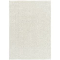 DÉCOWEB Tapis En Laine Et Polyester - Tricot - Blanc Cassé - 140 X 200 Cm