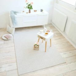 DÉCOWEB Tapis En Laine Et Polyester - Tricot - Blanc Cassé - 140 X 200 Cm -Tapis et paillasson Soldes 43102013 3