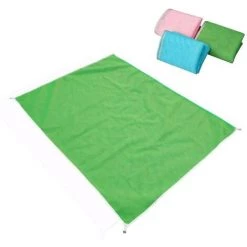 HAPPYSHOPPING Tapis De Sable Qui Fuit D'ete Chaud Tapis Sans Sable Couverture De Pique-nique La Salete Et La Poussiere De Sable Disparaissent Pour Le Camping De Plage, Le Pique-nique Et Les Evenements En Plein Air Tapis Portable, Modele: Vert Grand 200 * 200cm