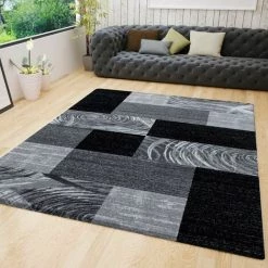 PARMA MONICA - Tapis Effet Patchwork De Matières - Noir Et Gris 160 X 230 Cm