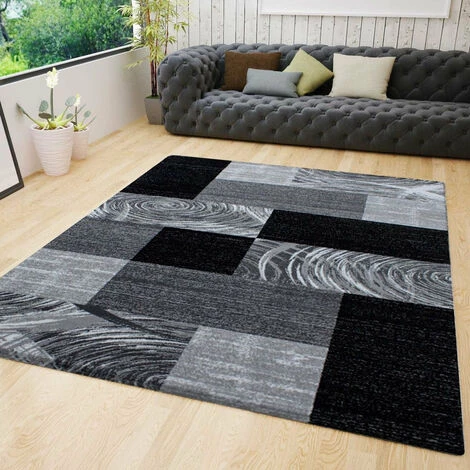 PARMA MONICA - Tapis Effet Patchwork De Matières - Noir Et Gris 160 X 230 Cm 1 PARMA MONICA - Tapis Effet Patchwork De Matières - Noir Et Gris 160 X 230 Cm