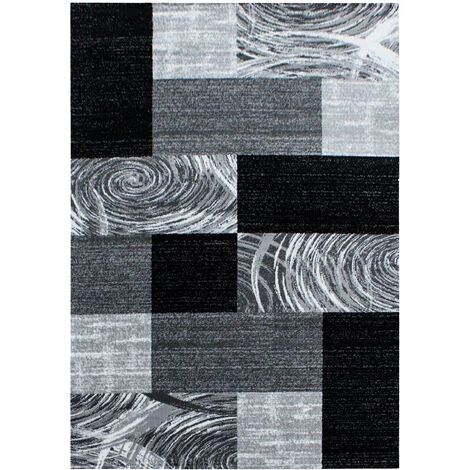 PARMA MONICA - Tapis Effet Patchwork De Matières - Noir Et Gris 160 X 230 Cm 2 PARMA MONICA - Tapis Effet Patchwork De Matières - Noir Et Gris 160 X 230 Cm – Image 2