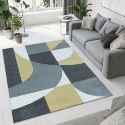 EFOR PICASSO - Tapis Géométrique - Jaune & Gris 240 X 340 Cm