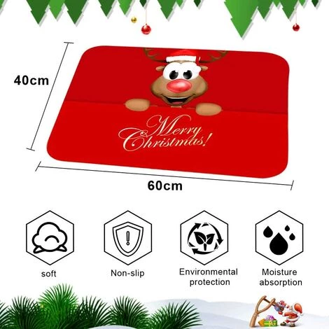 GDRHVFD Tapis De Sol De Noël, Tapis D'Intérieur Tapis Porte Antidérapant, Motif De Noël De Décor À La Maison D'Intérieur De Tapis De Paillasson De Noël, Tapis De Bain, Salle Chambre Tapis (M5) 2 GDRHVFD Tapis De Sol De Noël, Tapis D'Intérieur Tapis Porte Antidérapant, Motif De Noël De Décor À La Maison D'Intérieur De Tapis De Paillasson De Noël, Tapis De Bain, Salle Chambre Tapis (M5) – Image 2