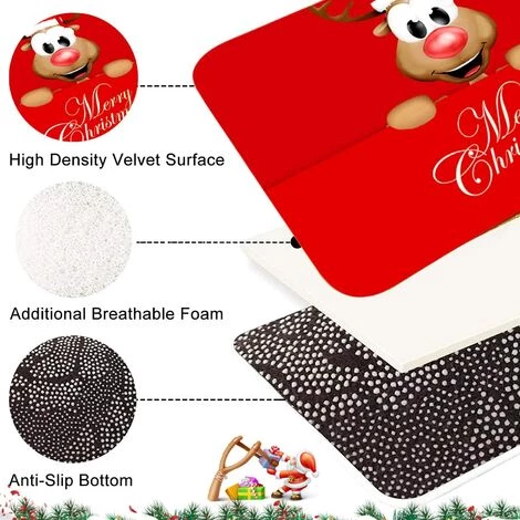 GDRHVFD Tapis De Sol De Noël, Tapis D'Intérieur Tapis Porte Antidérapant, Motif De Noël De Décor À La Maison D'Intérieur De Tapis De Paillasson De Noël, Tapis De Bain, Salle Chambre Tapis (M5) 3 GDRHVFD Tapis De Sol De Noël, Tapis D'Intérieur Tapis Porte Antidérapant, Motif De Noël De Décor À La Maison D'Intérieur De Tapis De Paillasson De Noël, Tapis De Bain, Salle Chambre Tapis (M5) – Image 3