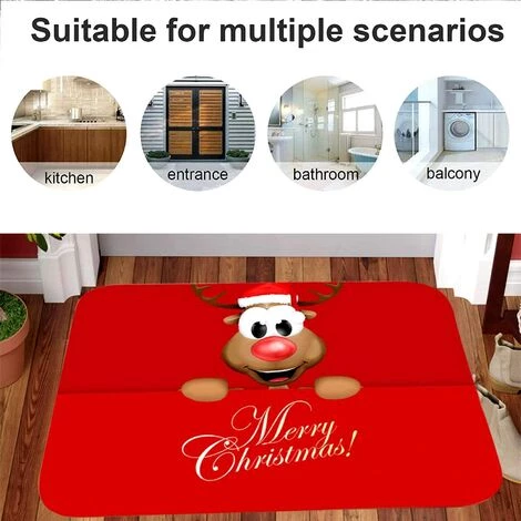GDRHVFD Tapis De Sol De Noël, Tapis D'Intérieur Tapis Porte Antidérapant, Motif De Noël De Décor À La Maison D'Intérieur De Tapis De Paillasson De Noël, Tapis De Bain, Salle Chambre Tapis (M5) 4 GDRHVFD Tapis De Sol De Noël, Tapis D'Intérieur Tapis Porte Antidérapant, Motif De Noël De Décor À La Maison D'Intérieur De Tapis De Paillasson De Noël, Tapis De Bain, Salle Chambre Tapis (M5) – Image 4
