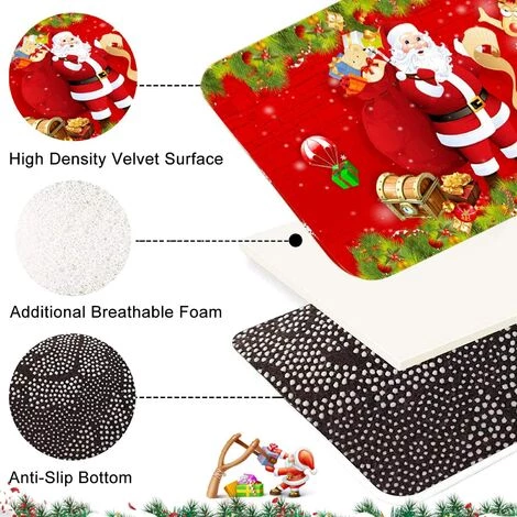 GDRHVFD Tapis De Sol De Noël, Tapis D'Intérieur Tapis Porte Antidérapant, Motif De Noël De Décor À La Maison D'Intérieur De Tapis De Paillasson De Noël, Tapis De Bain, Salle Chambre Tapis (Père Noël) 3 GDRHVFD Tapis De Sol De Noël, Tapis D'Intérieur Tapis Porte Antidérapant, Motif De Noël De Décor À La Maison D'Intérieur De Tapis De Paillasson De Noël, Tapis De Bain, Salle Chambre Tapis (Père Noël) – Image 3