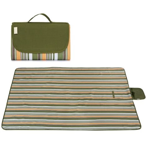 HANBING Tapis De Pique-nique Tapis Résistant à L'humidité Tissu Oxford 145 * 200CM Bande Verte Armée 1 HANBING Tapis De Pique-nique Tapis Résistant à L'humidité Tissu Oxford 145 * 200CM Bande Verte Armée