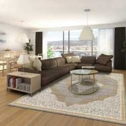 JADOREL Tapis Orient Style 80x150 Cm Rectangulaire MEDAROND Or Entrée Adapté Au Chauffage Par Le Sol - Or