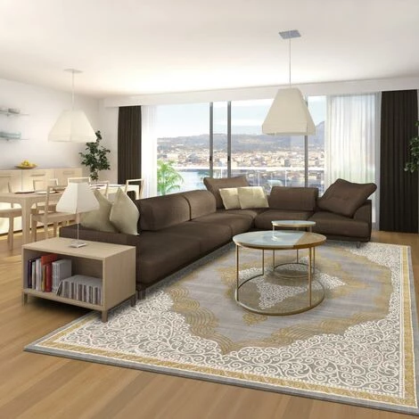 JADOREL Tapis Orient Style 80x150 Cm Rectangulaire MEDAROND Or Entrée Adapté Au Chauffage Par Le Sol - Or 1 JADOREL Tapis Orient Style 80x150 Cm Rectangulaire MEDAROND Or Entrée Adapté Au Chauffage Par Le Sol - Or