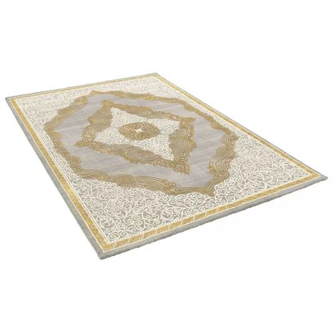 JADOREL Tapis Orient Style 80x150 Cm Rectangulaire MEDAROND Or Entrée Adapté Au Chauffage Par Le Sol - Or 3 JADOREL Tapis Orient Style 80x150 Cm Rectangulaire MEDAROND Or Entrée Adapté Au Chauffage Par Le Sol - Or – Image 3