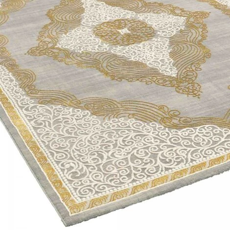 JADOREL Tapis Orient Style 80x150 Cm Rectangulaire MEDAROND Or Entrée Adapté Au Chauffage Par Le Sol - Or 4 JADOREL Tapis Orient Style 80x150 Cm Rectangulaire MEDAROND Or Entrée Adapté Au Chauffage Par Le Sol - Or – Image 4