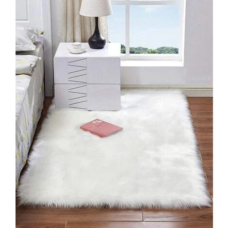 ELLE Décoration Intérieure Blanc Tapis Ultra Doux Tapis De Chambre D'enfants Tapis De Salon De Chambre À Coucher (Blanc,90x60 Cm) 4 ELLE Décoration Intérieure Blanc Tapis Ultra Doux Tapis De Chambre D'enfants Tapis De Salon De Chambre À Coucher (Blanc,90x60 Cm) – Image 4