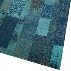 JADOREL Tapis Salon 80x150 Cm Rectangulaire MARADO TISSÉ À PLAT Bleu Entrée Adapté Au Chauffage Par Le Sol - Bleu -Tapis et paillasson Soldes 44465539 3