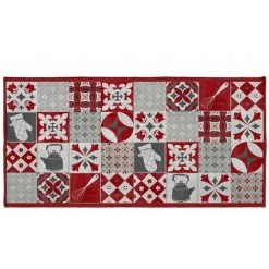 Paris Prix - Tapis Imprimé "digital Credence" 57x115cm Rouge