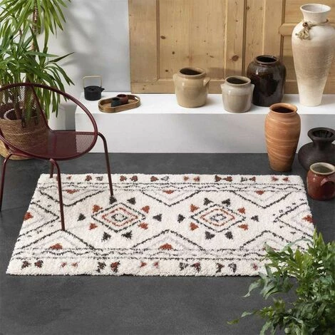 Paris Prix - Tapis Déco à Motifs "saharienne" 60x110cm Beige 3 Paris Prix - Tapis Déco à Motifs "saharienne" 60x110cm Beige – Image 3