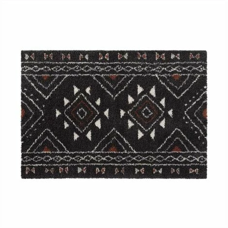 Paris Prix - Tapis Déco à Motifs "saharienne" 60x110cm Noir 1 Paris Prix - Tapis Déco à Motifs "saharienne" 60x110cm Noir