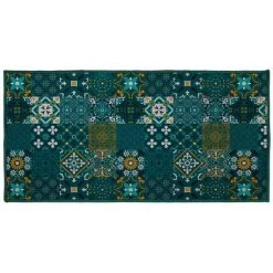 Paris Prix - Tapis De Couloir Imprimé "taormina" 50x120cm Bleu