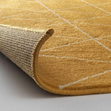 Paris Prix - Tapis Tissé Imprimé "yvo" 60x110cm Jaune 2 Paris Prix - Tapis Tissé Imprimé "yvo" 60x110cm Jaune – Image 2