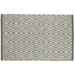 HOMEMAISON Tapis En Coton Imprimé Graphique Gris Et Blanc 50 X 80 Cm - Gris Et Blanc
