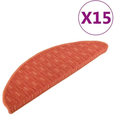 VidaXL Tapis De Marches D'escalier 15 Pcs Orange 56x20 Cm - Orange 2 VidaXL Tapis De Marches D'escalier 15 Pcs Orange 56x20 Cm - Orange – Image 2