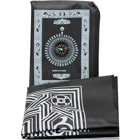 ALMI Tapis De Prière Musulmane - Portable - Avec Boussole - Couverture De Prière Islamique - Format De Poche - Noir 5 ALMI Tapis De Prière Musulmane - Portable - Avec Boussole - Couverture De Prière Islamique - Format De Poche - Noir – Image 5
