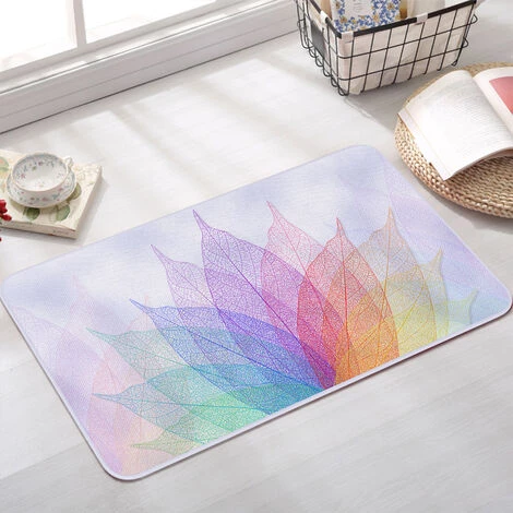 Tapis De Sol Imprimé Feuille Multicolore, Tapis Antidérapant En Polyester De Porte, Tapis De Flanelle, A02,HANBING 2 Tapis De Sol Imprimé Feuille Multicolore, Tapis Antidérapant En Polyester De Porte, Tapis De Flanelle, A02,HANBING – Image 2