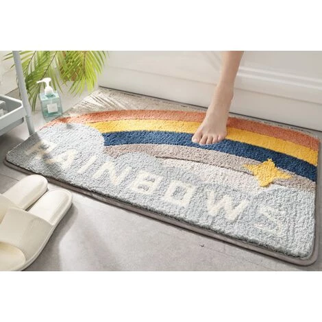 Tapis De Tapis D'entrée De Maison De Flocage, Tapis Antidérapant Absorbant De Salle De Bain Domestique, Paillasson De Porte De Chambre, 50*80cm, A,HANBING 2 Tapis De Tapis D'entrée De Maison De Flocage, Tapis Antidérapant Absorbant De Salle De Bain Domestique, Paillasson De Porte De Chambre, 50*80cm, A,HANBING – Image 2