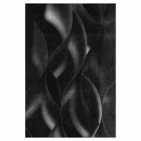 Tapis De Salon Moderne - Motif Vagues - Noir - 100% Polyester - 120 X 160 Cm - Intérieur - NAZAR 2 Tapis De Salon Moderne - Motif Vagues - Noir - 100% Polyester - 120 X 160 Cm - Intérieur - NAZAR – Image 2
