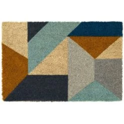 YESDEKO Paillasson Coco Géométrique 40x60cm Bleuté