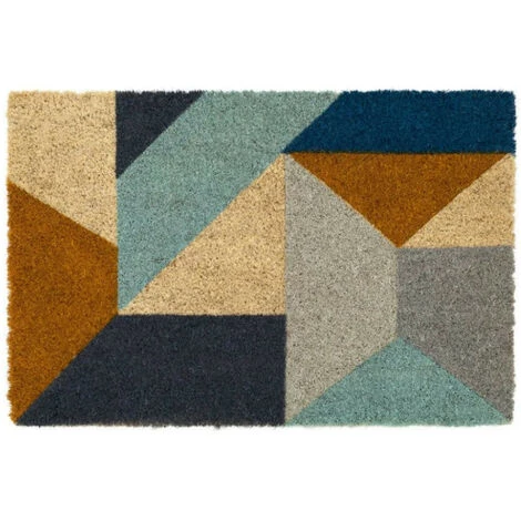 YESDEKO Paillasson Coco Géométrique 40x60cm Bleuté 1 YESDEKO Paillasson Coco Géométrique 40x60cm Bleuté