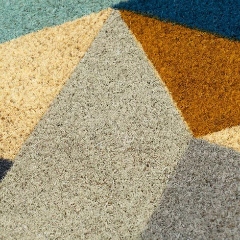 YESDEKO Paillasson Coco Géométrique 40x60cm Bleuté 2 YESDEKO Paillasson Coco Géométrique 40x60cm Bleuté – Image 2