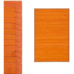 YESDEKO Tapis Bambou Naturel Lattes 60x90cm | Orange - Orange -Tapis et paillasson Soldes 45753261 3