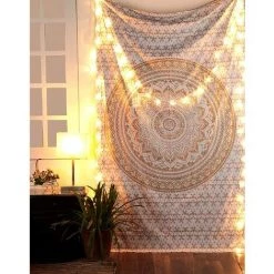 SUPERMARKET Tentures Murales Indiennes/Doré Tapisserie Mandala Hippie/Psychedelique Bohemian Rideaux Orientale Decorations/Golden Tapestry Couvre Lit 150*200cm，Superma（Sans Guirlande Lumineuse -Tapis et paillasson Soldes 45953523 4