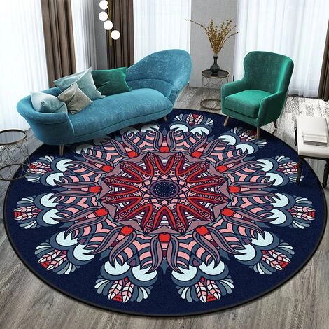 THSINDE Tapis De Décoration Style Ethnique Rétro Mandala Tapis Tapis Rond Bohème Balcon Table Basse Panier Suspendu Salon 4 THSINDE Tapis De Décoration Style Ethnique Rétro Mandala Tapis Tapis Rond Bohème Balcon Table Basse Panier Suspendu Salon – Image 4