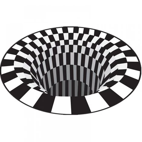 THSINDE Tapis Noir Et Blanc Stéréo Vision Tapis Circulaire Salon Chambre Table Basse Tapis 3D Illusion Piège 5 THSINDE Tapis Noir Et Blanc Stéréo Vision Tapis Circulaire Salon Chambre Table Basse Tapis 3D Illusion Piège – Image 5