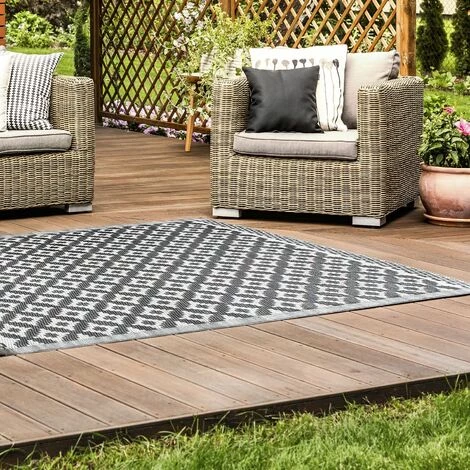 TOILINUX Tapis En Polypropylène - Turquoise - Longueur 180, Largeur 120, Epaisseur 1 Cm - Gris Foncé 2 TOILINUX Tapis En Polypropylène - Turquoise - Longueur 180, Largeur 120, Epaisseur 1 Cm - Gris Foncé – Image 2