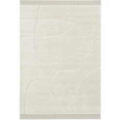 DÉCOWEB Tapis De Salon En Relief - Sweet Home - Courbe écru Et Crème - 160 X 230 Cm