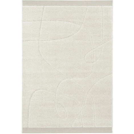 DÉCOWEB Tapis De Salon En Relief - Sweet Home - Courbe écru Et Crème - 160 X 230 Cm 1 DÉCOWEB Tapis De Salon En Relief - Sweet Home - Courbe écru Et Crème - 160 X 230 Cm