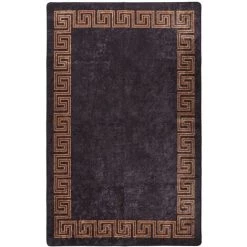 VidaXL Tapis Lavable Antidérapant 80x150 Cm Noir Et Doré - Multicolore