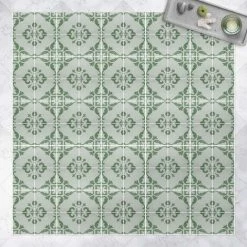 BILDERWELTEN Tapis En Vinyle - Watercolour Tile Pattern Lagos Emerald Green - Carré 1:1 Dimension HxL: 40cm X 40cm