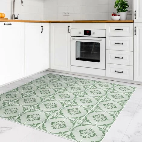 BILDERWELTEN Tapis En Vinyle - Watercolour Tile Pattern Lagos Emerald Green - Carré 1:1 Dimension HxL: 40cm X 40cm 3 BILDERWELTEN Tapis En Vinyle - Watercolour Tile Pattern Lagos Emerald Green - Carré 1:1 Dimension HxL: 40cm X 40cm – Image 3