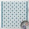 BILDERWELTEN Tapis En Vinyle - Geometrical Tile Mix Flower Blue Grey - Carré 1:1 Dimension HxL: 60cm X 60cm