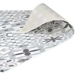 BILDERWELTEN Tapis En Vinyle - Geometrical Tile Mix Grey - Carré 1:1 Dimension HxL: 100cm X 100cm -Tapis et paillasson Soldes 46832027 5