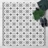 BILDERWELTEN Tapis En Vinyle - Geometrical Tile Mix Flower Grey - Carré 1:1 Dimension HxL: 40cm X 40cm