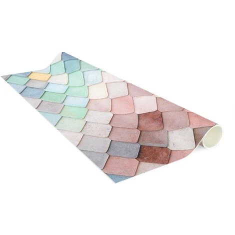 BILDERWELTEN Tapis En Vinyle - Pastel Coloured Stone Scales Of Fish - Carré 1:1 Dimension HxL: 60cm X 60cm 4 BILDERWELTEN Tapis En Vinyle - Pastel Coloured Stone Scales Of Fish - Carré 1:1 Dimension HxL: 60cm X 60cm – Image 4