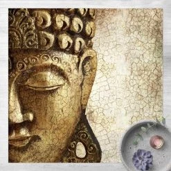 BILDERWELTEN Tapis En Vinyle - Vintage Buddha - Carré 1:1 Dimension HxL: 100cm X 100cm