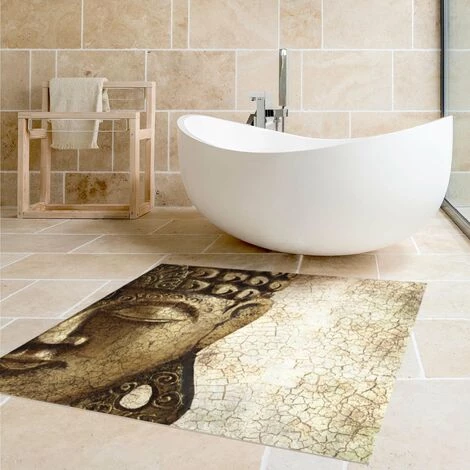 BILDERWELTEN Tapis En Vinyle - Vintage Buddha - Carré 1:1 Dimension HxL: 100cm X 100cm 2 BILDERWELTEN Tapis En Vinyle - Vintage Buddha - Carré 1:1 Dimension HxL: 100cm X 100cm – Image 2