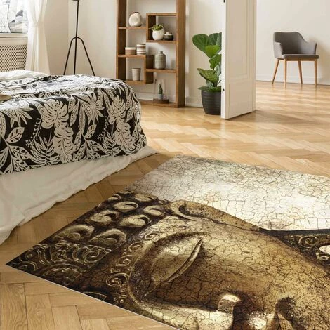 BILDERWELTEN Tapis En Vinyle - Vintage Buddha - Carré 1:1 Dimension HxL: 100cm X 100cm 3 BILDERWELTEN Tapis En Vinyle - Vintage Buddha - Carré 1:1 Dimension HxL: 100cm X 100cm – Image 3